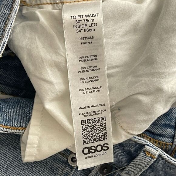 New ASOS Farleigh High Waist Slim Mom Jeans with Bum Rips Women's Size 30 - Picture 7 of 10